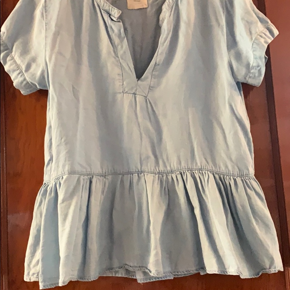Blue chambray peplum top
